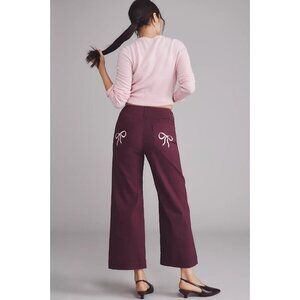 The Colette Bow Pocket Crop Wide-Leg Pants by Maeve Plum Purple 22W PLUS SIZE